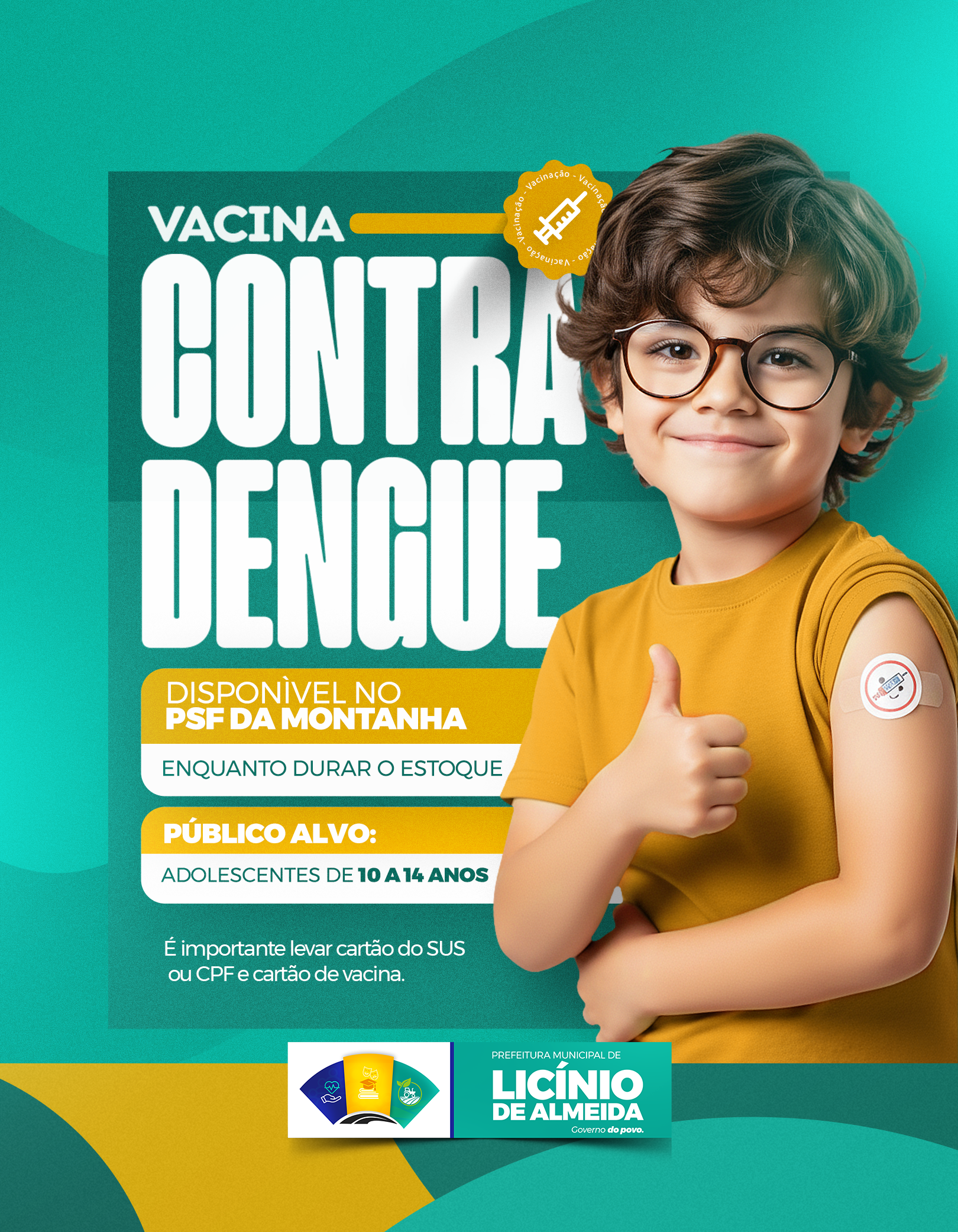 Vacina contra a dengue já está disponível no PSF da Montanha para adolescentes